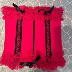 Pink and Black Lace Corset Top